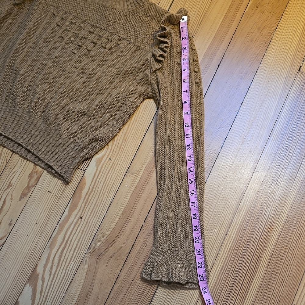 Ottod'Ame Camel Wool Cashmere Blend Ruffle Detail Bohemian Knit Sweater Size 6 - Picture 8 of 13